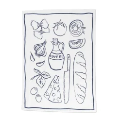 New Bistro Ingredients Tea Towel Navy Tea Towels