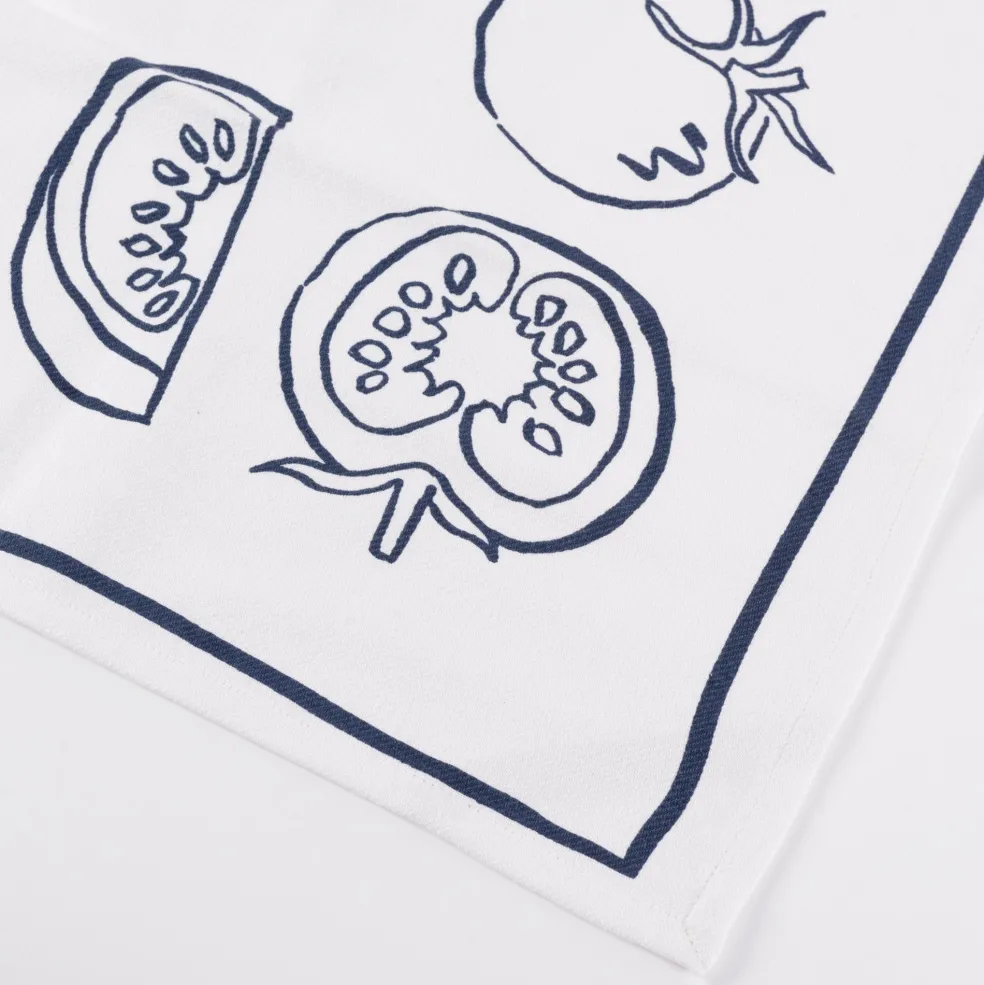 New Bistro Ingredients Tea Towel Navy Tea Towels