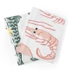 Discount Bistro Mackerel & Prawn Illustration Tea Towels (Set of 2) Tea Towels