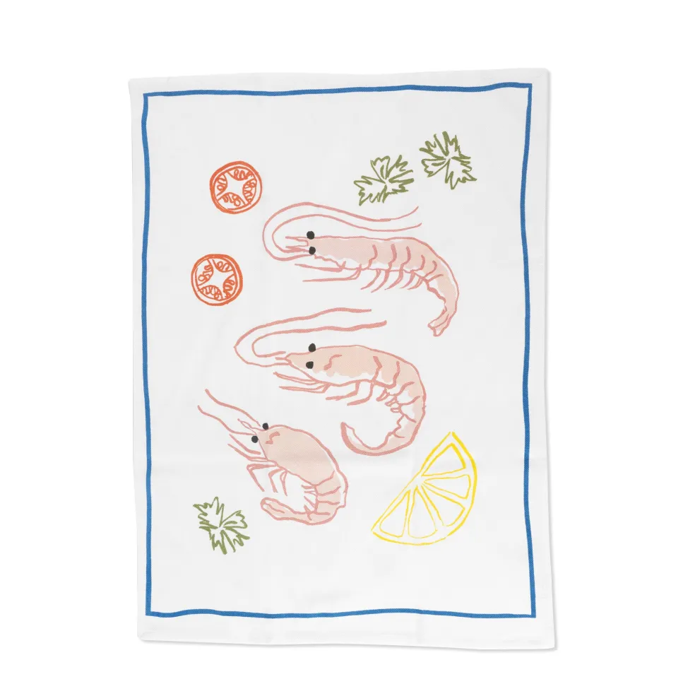 Discount Bistro Mackerel & Prawn Illustration Tea Towels (Set of 2) Tea Towels