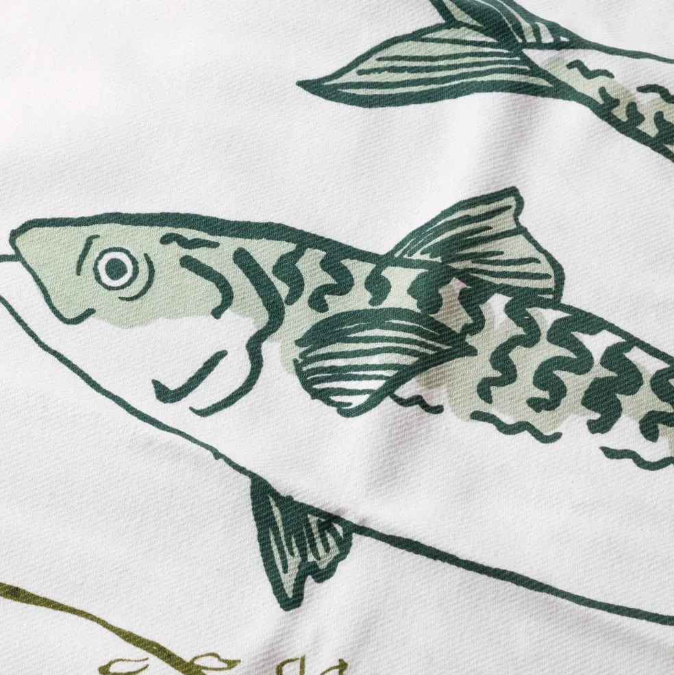 Discount Bistro Mackerel & Prawn Illustration Tea Towels (Set of 2) Tea Towels