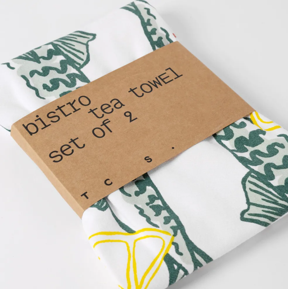 Discount Bistro Mackerel & Prawn Illustration Tea Towels (Set of 2) Tea Towels