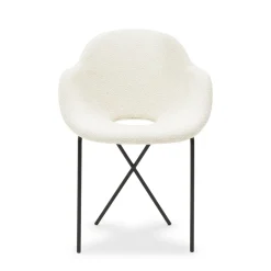 Best Cross Leg Armchair Riso Boucle Snow In Stock | Chairs, Stools & Benches