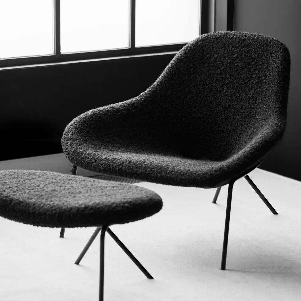 Hot Cross Leg Lounge Chair Wilbur Alpaca Blend Ink Chairs, Stools & Benches