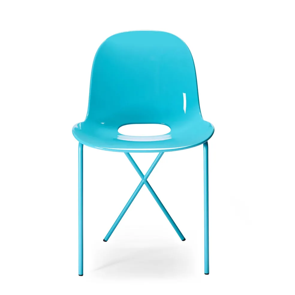Discount Cross Leg Side Chair - Gloss - Aqua Chairs, Stools & Benches