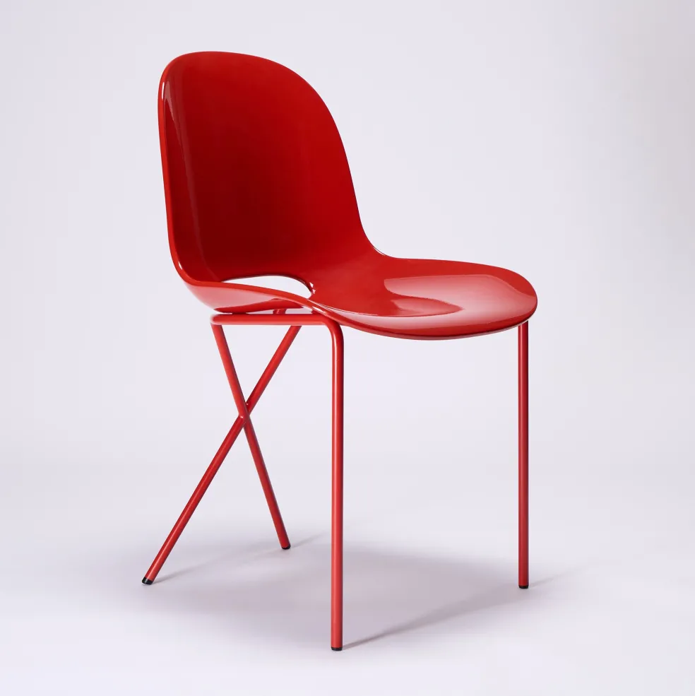 New Cross Leg Side Chair - Gloss - Rosso Chairs, Stools & Benches