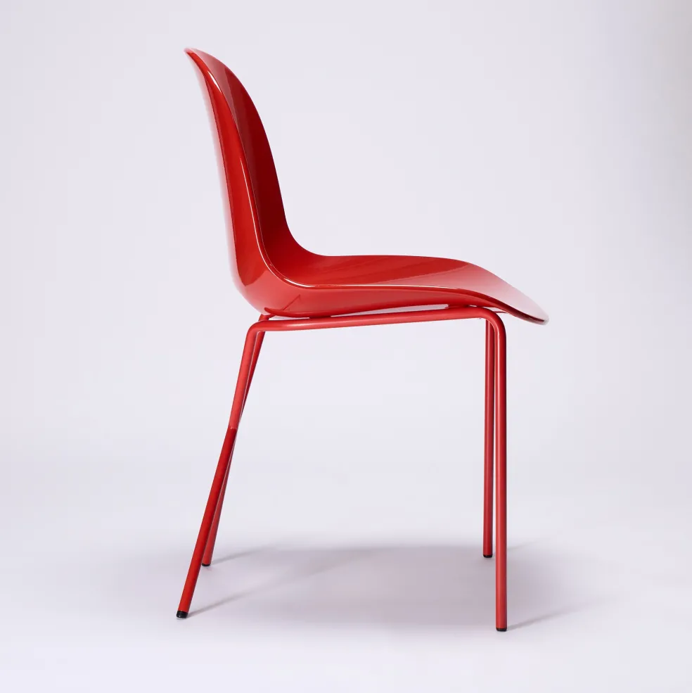 New Cross Leg Side Chair - Gloss - Rosso Chairs, Stools & Benches