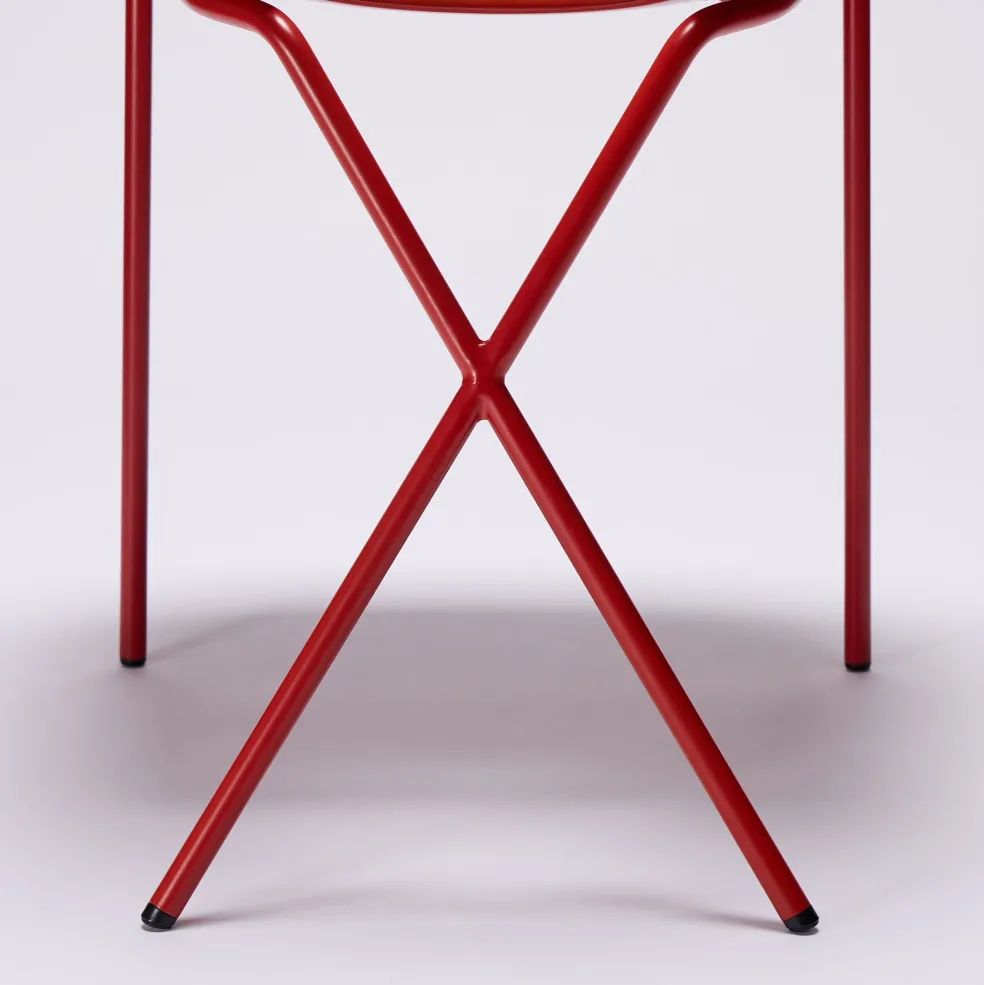 New Cross Leg Side Chair - Gloss - Rosso Chairs, Stools & Benches