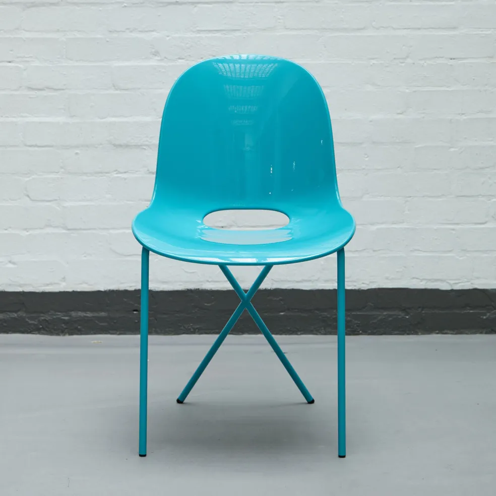 Discount Cross Leg Side Chair - Gloss - Aqua Chairs, Stools & Benches