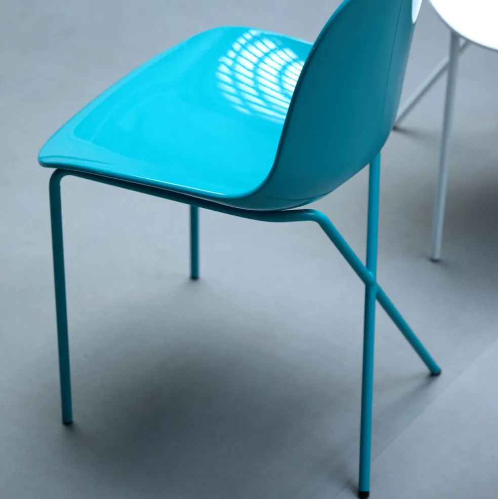 Discount Cross Leg Side Chair - Gloss - Aqua Chairs, Stools & Benches