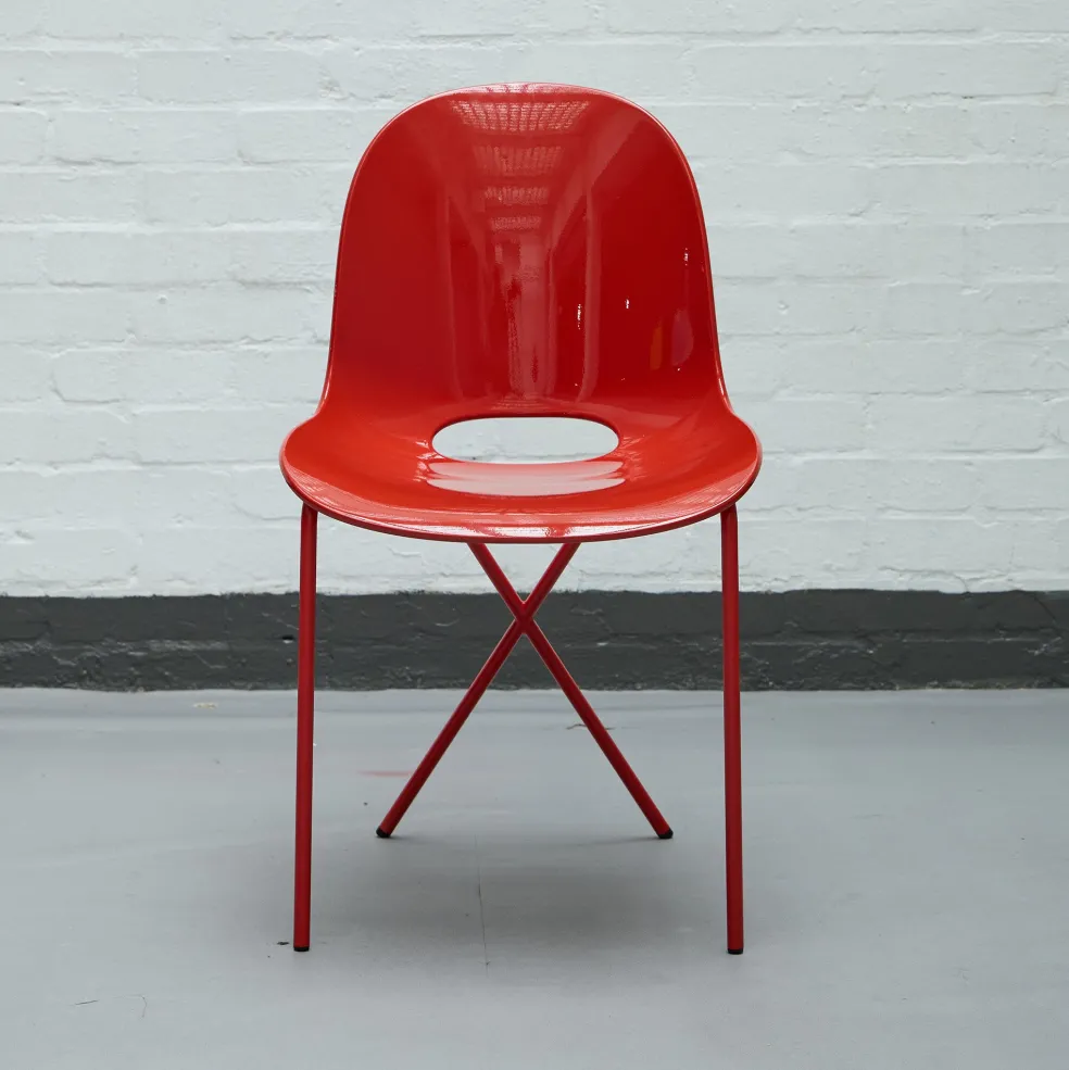 New Cross Leg Side Chair - Gloss - Rosso Chairs, Stools & Benches