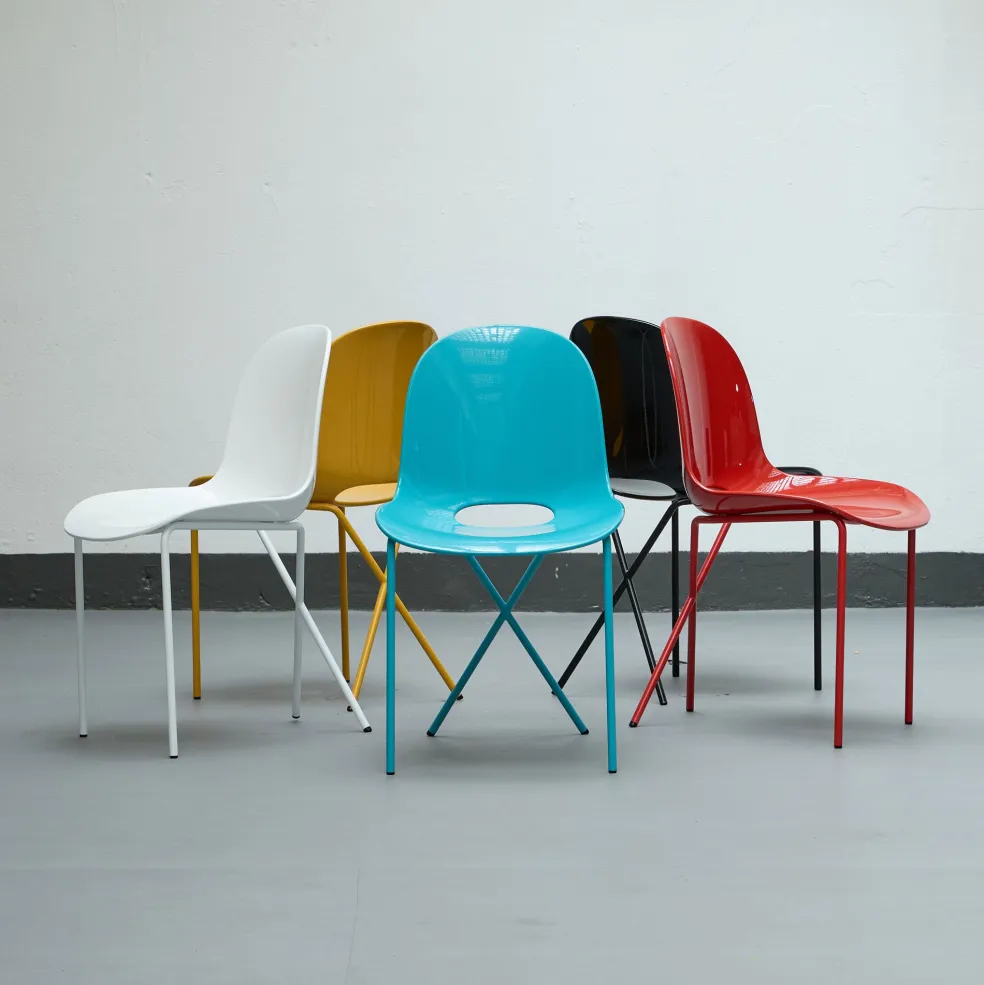 New Cross Leg Side Chair - Gloss - Rosso Chairs, Stools & Benches