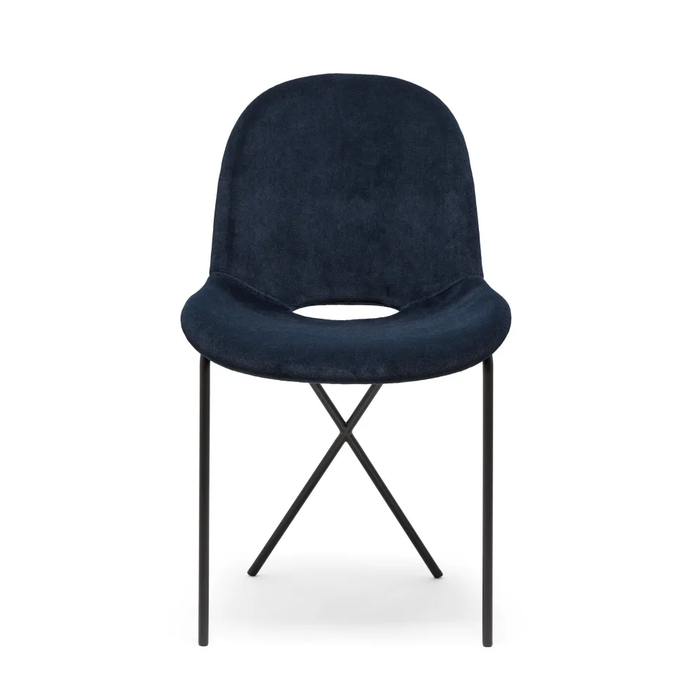 Flash Sale Cross Leg Side Chair Alpaca Velvet Ink In Stock | Chairs, Stools & Benches