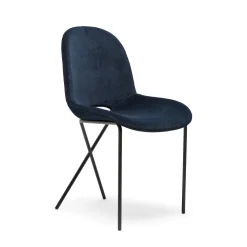 Flash Sale Cross Leg Side Chair Alpaca Velvet Ink In Stock | Chairs, Stools & Benches
