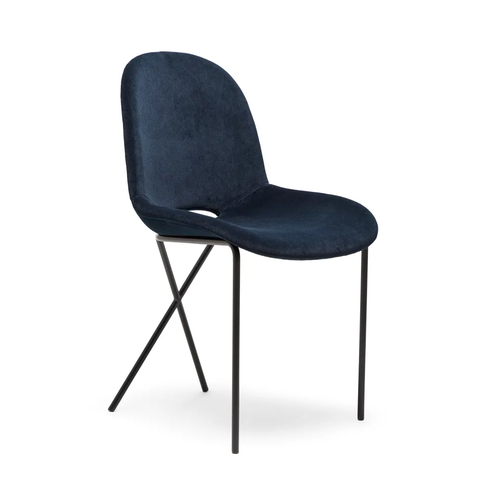Flash Sale Cross Leg Side Chair Alpaca Velvet Ink In Stock | Chairs, Stools & Benches