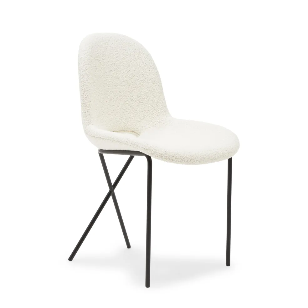 Clearance Cross Leg Side Chair Riso Boucle Snow In Stock | Chairs, Stools & Benches