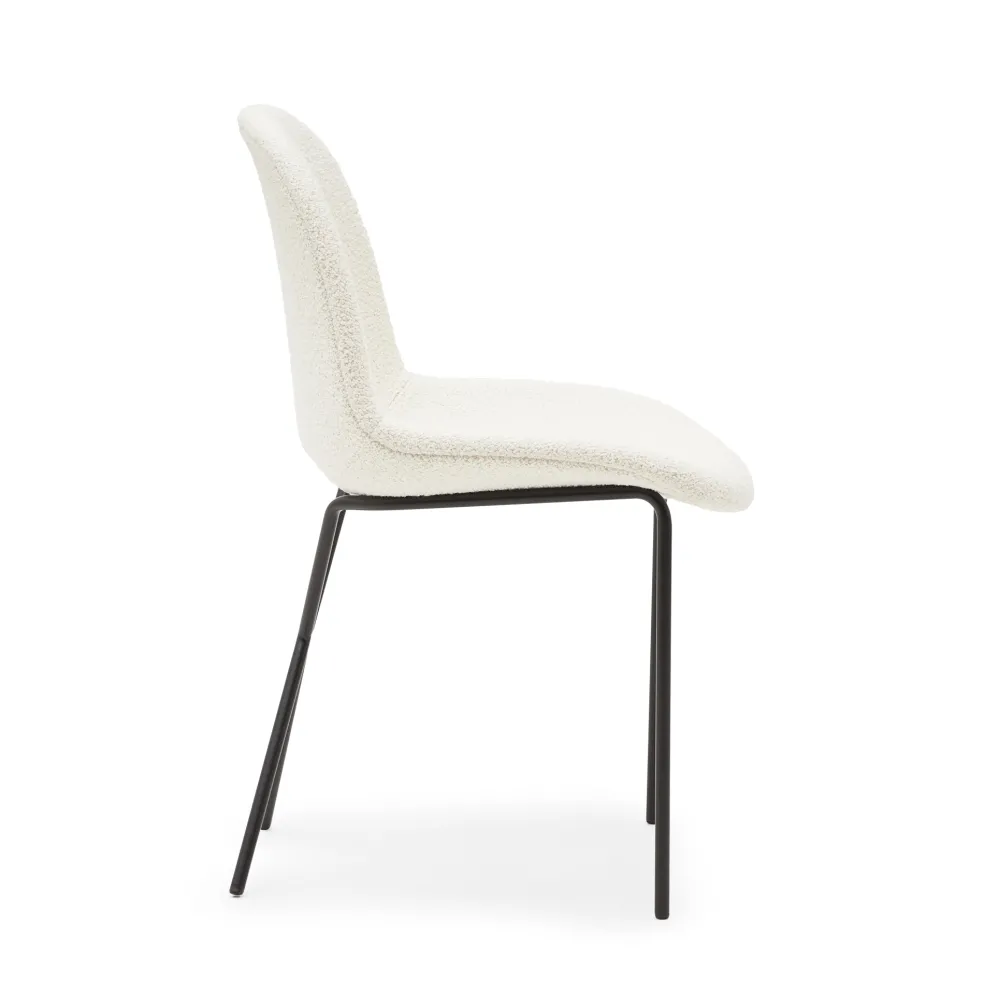 Clearance Cross Leg Side Chair Riso Boucle Snow In Stock | Chairs, Stools & Benches