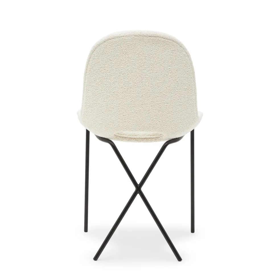 Clearance Cross Leg Side Chair Riso Boucle Snow In Stock | Chairs, Stools & Benches