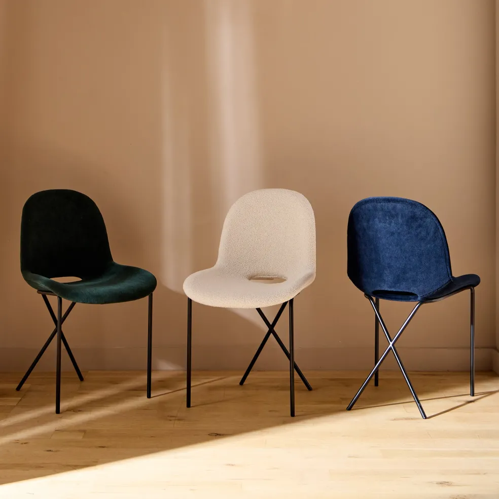 Clearance Cross Leg Side Chair Riso Boucle Snow In Stock | Chairs, Stools & Benches
