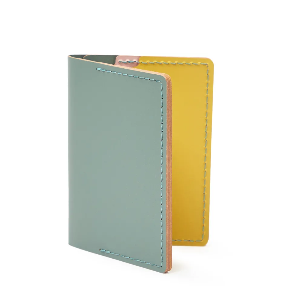 Discount Cuero Double Card Holder Eucalyptus, Mustard & Pink Gifts Under £50