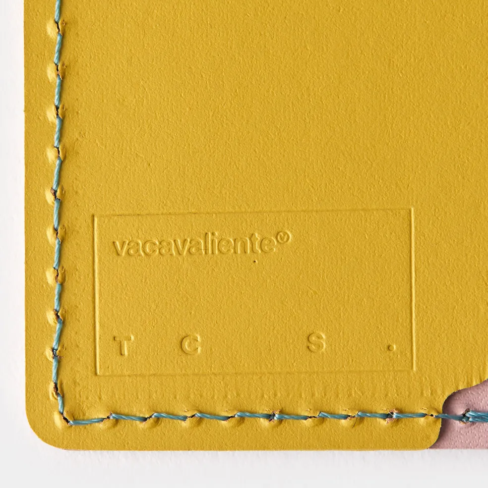 Discount Cuero Double Card Holder Eucalyptus, Mustard & Pink Gifts Under £50