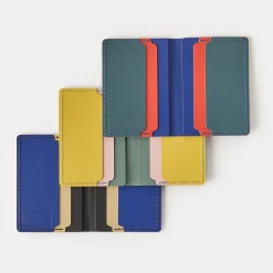 Discount Cuero Double Card Holder Eucalyptus, Mustard & Pink Gifts Under £50