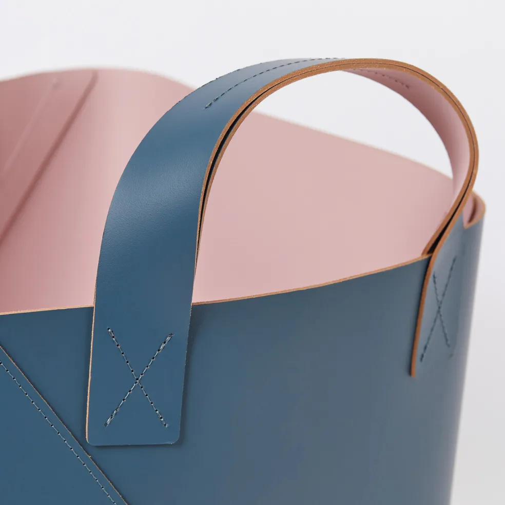 Flash Sale Cuero Two Tone Basket Petrol & Pink Utility | Storage Baskets, Containers & Jars