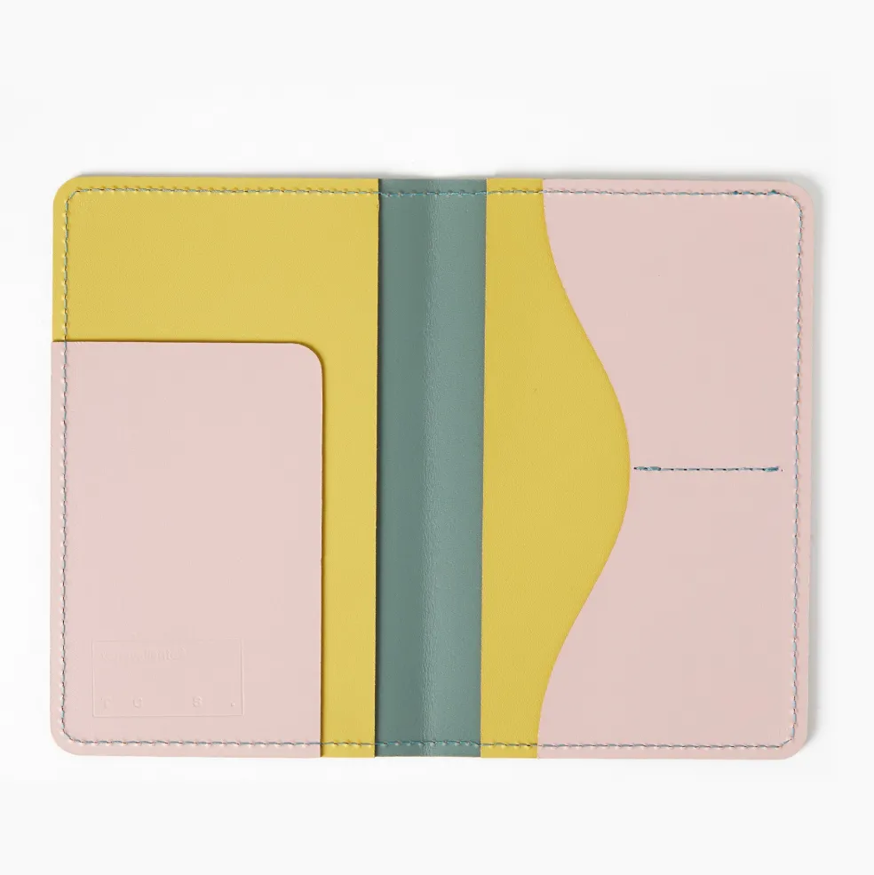 Cheap Cuero Two Tone Passport Holder Eucalyptus, Mustard & Soft Pink Gifts Under £50