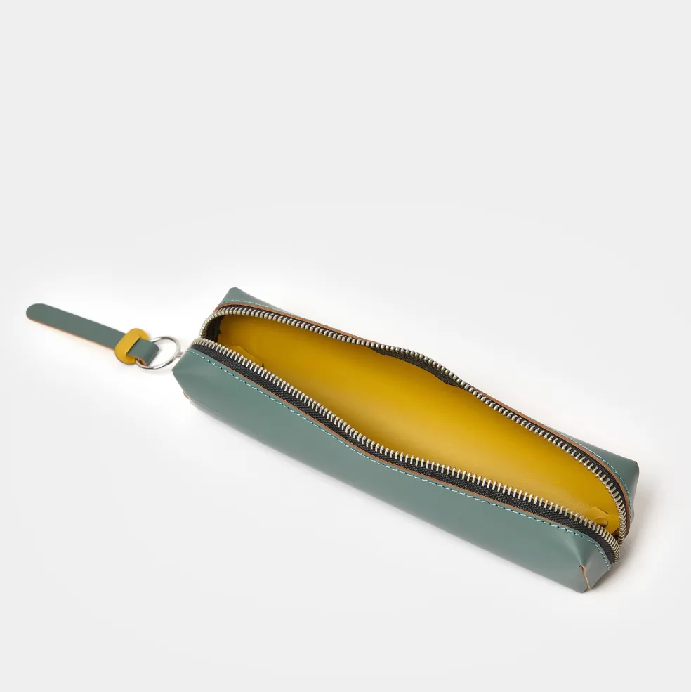Hot Cuero Two Tone Pencil Case Eucalyptus & Mustard Gifts Under £50