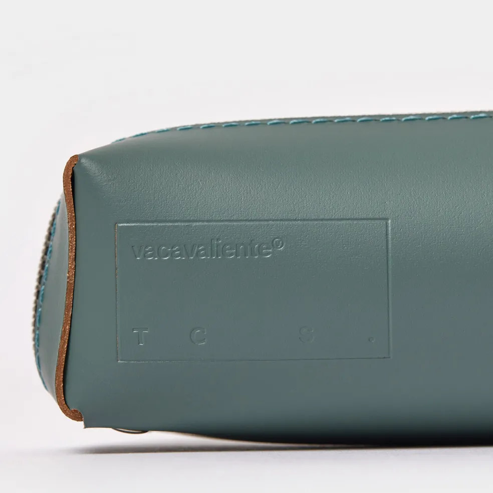 Hot Cuero Two Tone Pencil Case Eucalyptus & Mustard Gifts Under £50