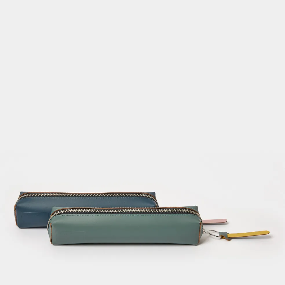 Hot Cuero Two Tone Pencil Case Eucalyptus & Mustard Gifts Under £50