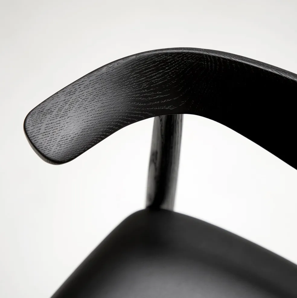 Hot Delta Chair Black Leather & Black Stained Oak In Stock | Chairs, Stools & Benches