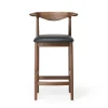 Outlet Delta Counter Stool Black Leather & Walnut In Stock | Chairs, Stools & Benches
