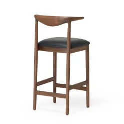Outlet Delta Counter Stool Black Leather & Walnut In Stock | Chairs, Stools & Benches