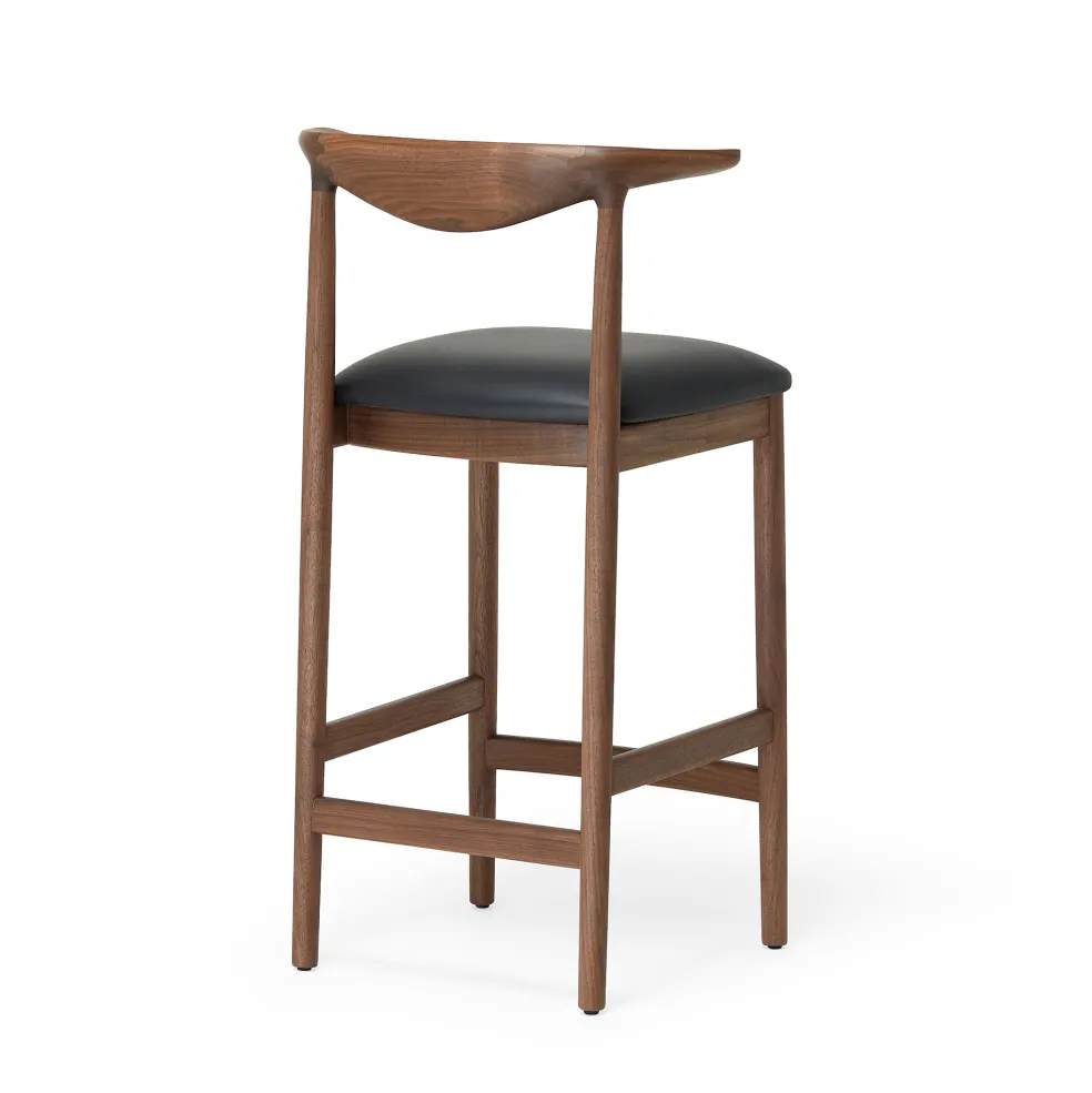 Outlet Delta Counter Stool Black Leather & Walnut In Stock | Chairs, Stools & Benches