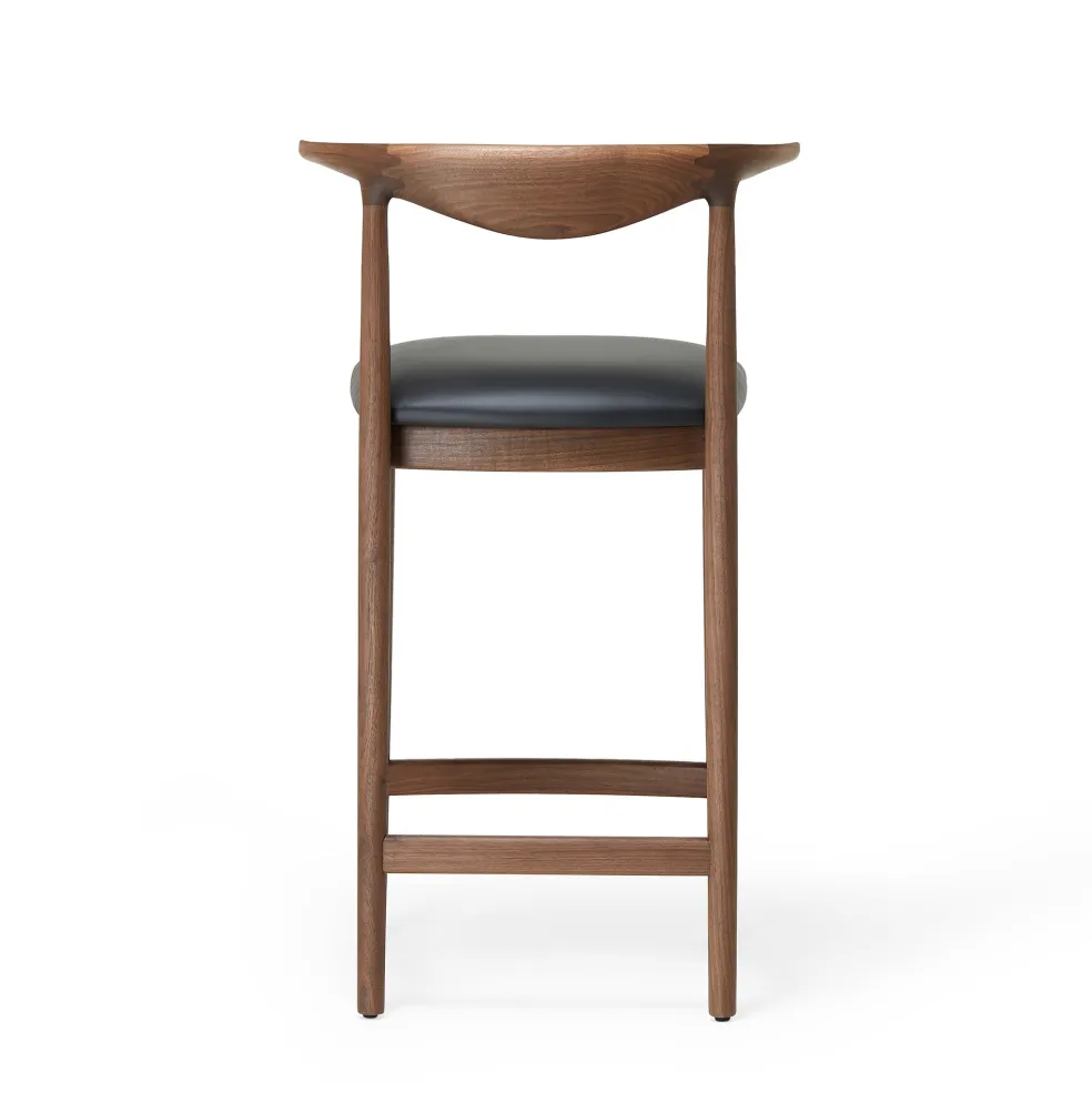 Outlet Delta Counter Stool Black Leather & Walnut In Stock | Chairs, Stools & Benches