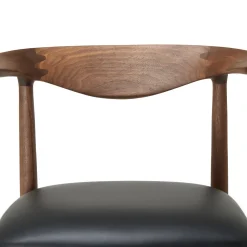 Outlet Delta Counter Stool Black Leather & Walnut In Stock | Chairs, Stools & Benches