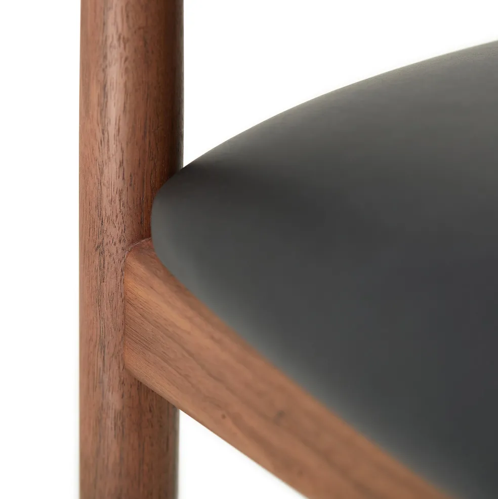 Outlet Delta Counter Stool Black Leather & Walnut In Stock | Chairs, Stools & Benches