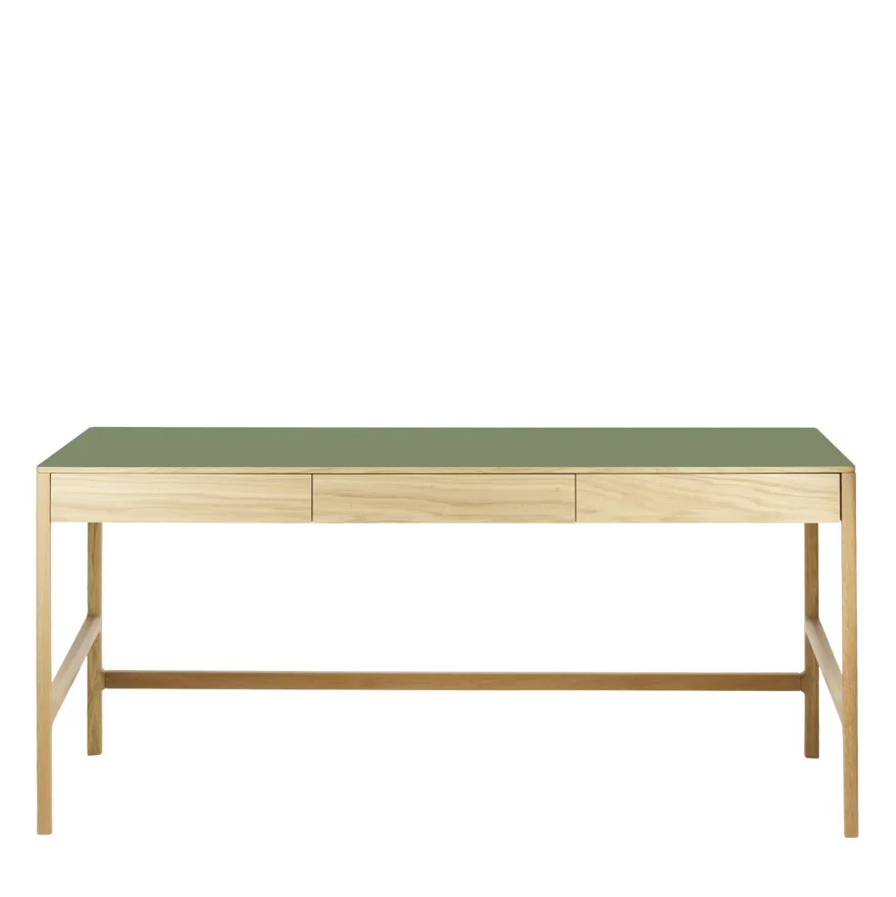 Clearance Ex-Display Domus 3-Drawer Desk Oak & Olive In Stock | Desks