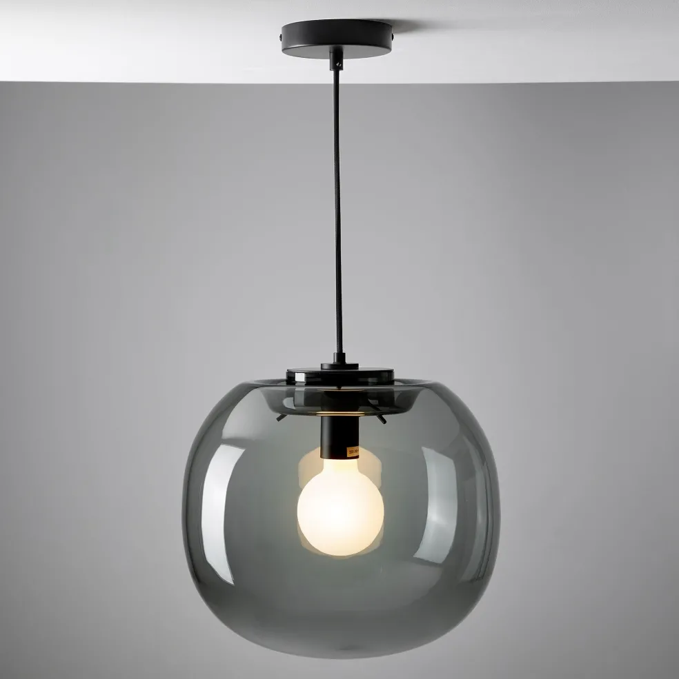 Clearance Flo Pendant Light Smoked Grey Glass Lighting | Get It In Time For Christmas