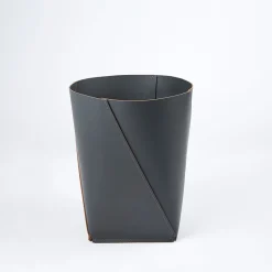 Shop Leather Waste Paper Bin Grey Utility