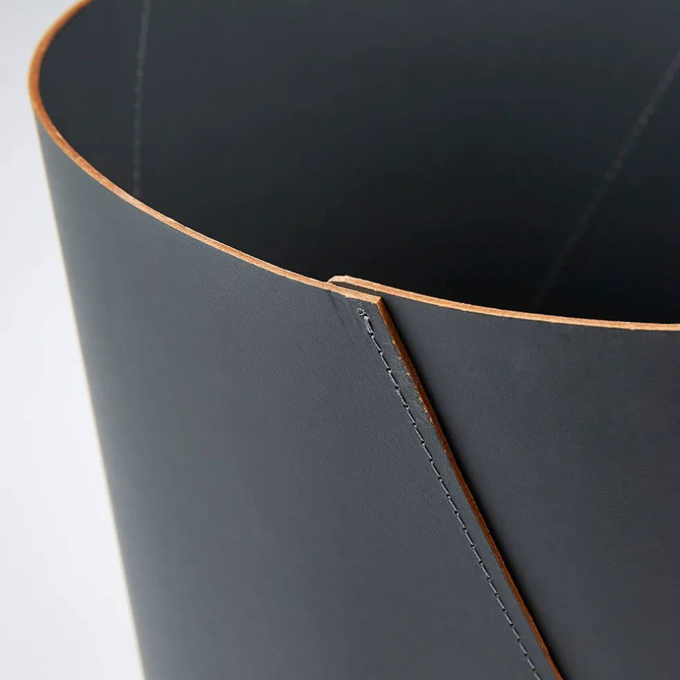 Shop Leather Waste Paper Bin Grey Utility