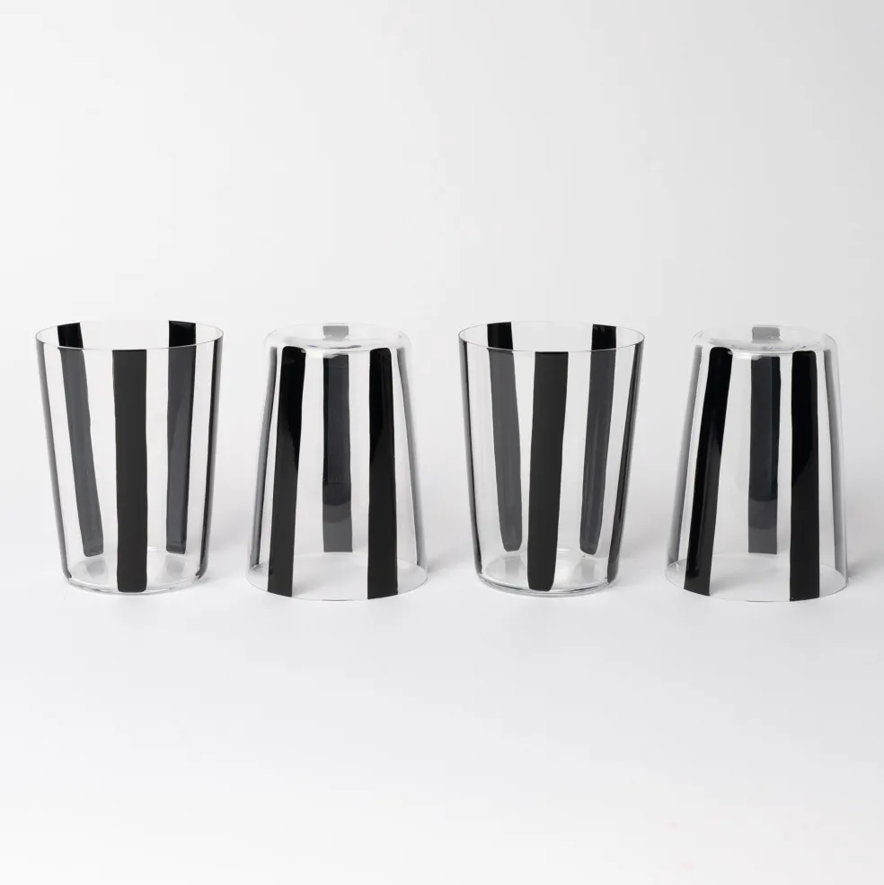 Best Sale Nova Stripe Black 500ml (Set of 4) Glassware | Get It In Time For Christmas