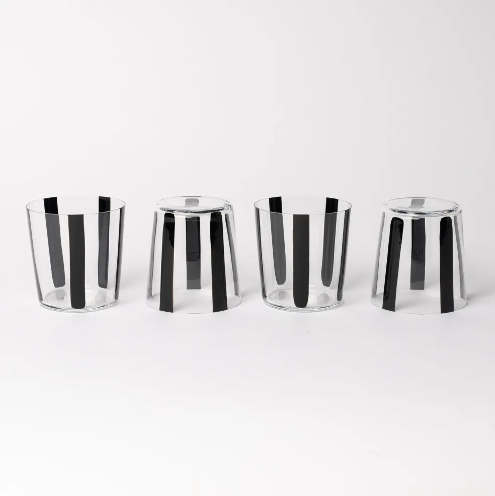 New Nova Stripe Black 360ml (Set of 4) Glassware | Get It In Time For Christmas
