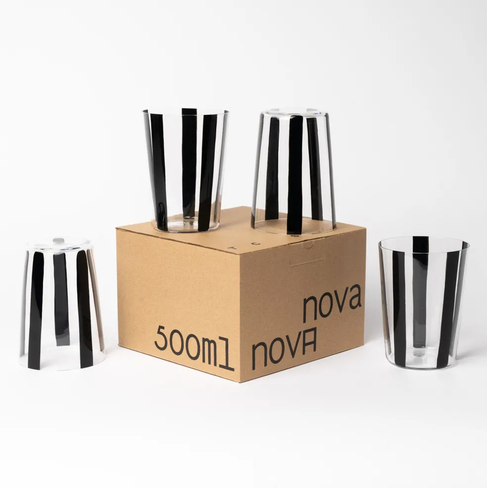 Best Sale Nova Stripe Black 500ml (Set of 4) Glassware | Get It In Time For Christmas