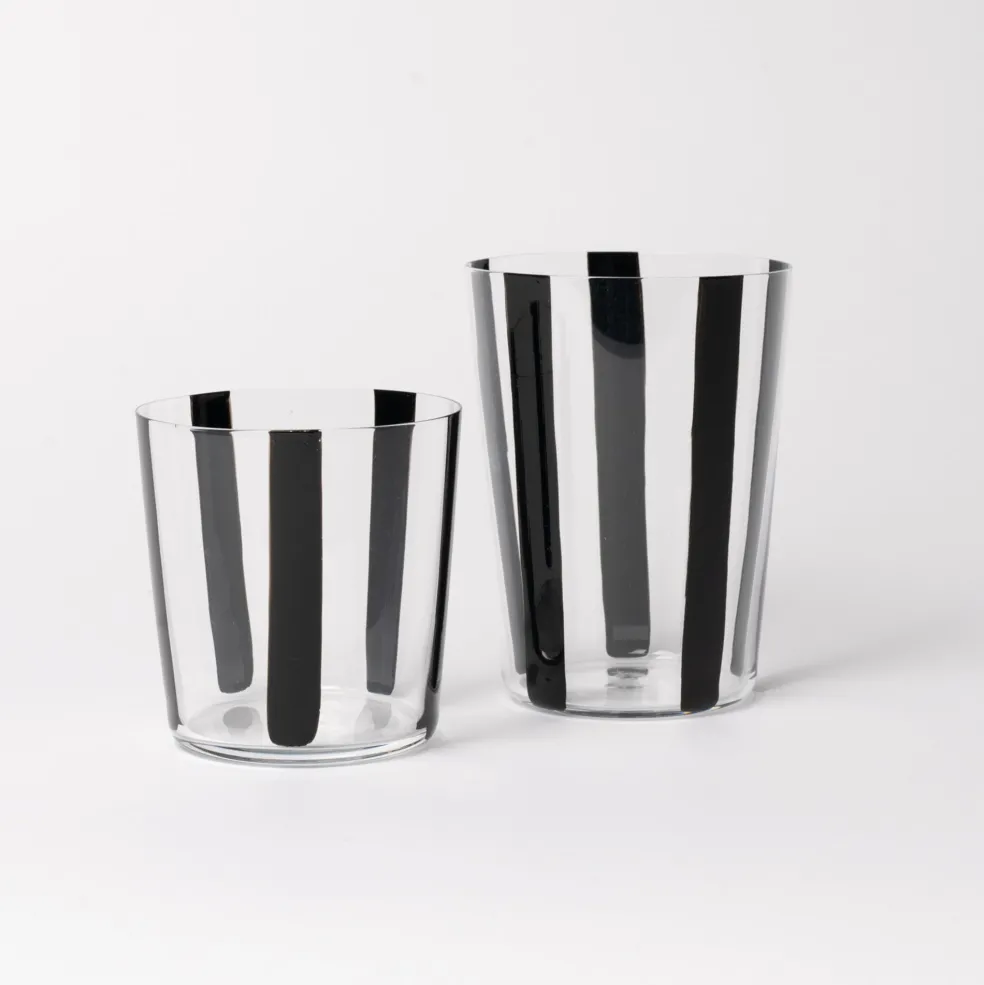New Nova Stripe Black 360ml (Set of 4) Glassware | Get It In Time For Christmas