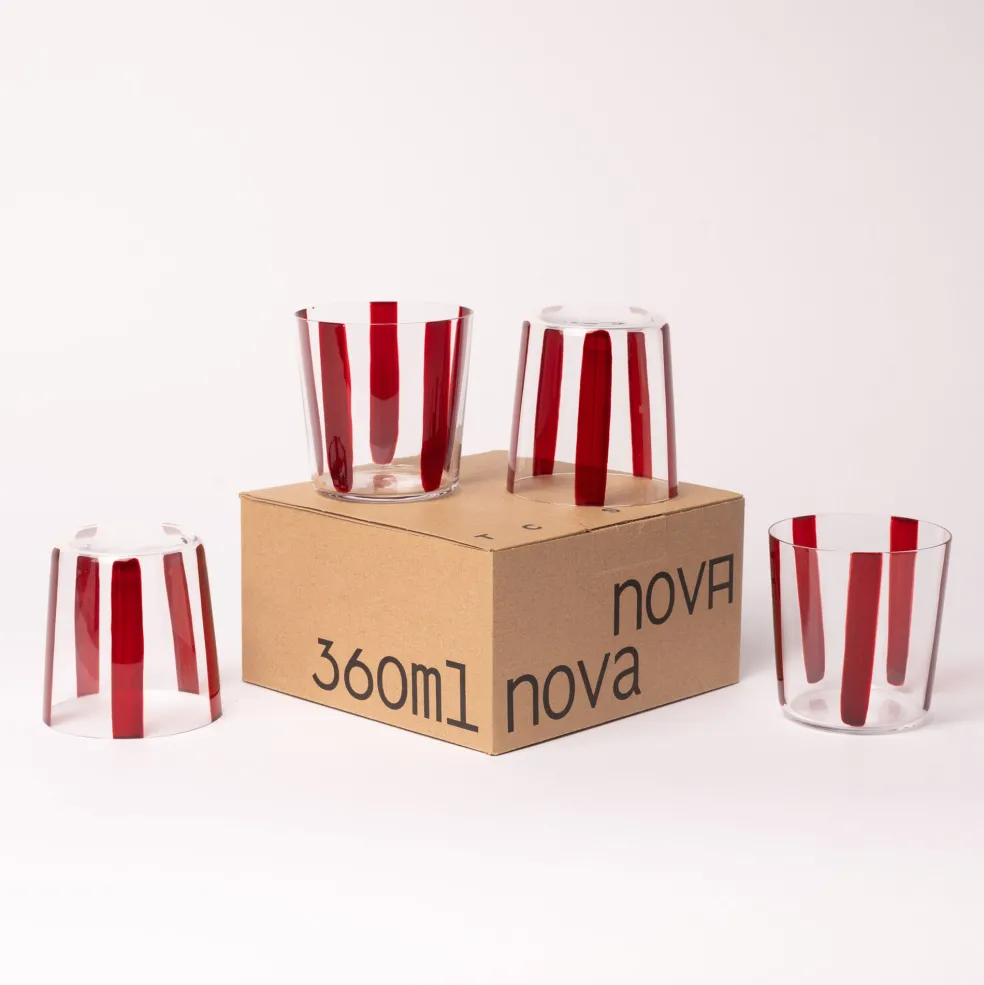 Outlet Nova Stripe Burgundy 360ml (Set of 4) Glassware | Games & Entertaining