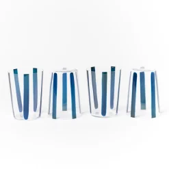 Clearance Nova Stripe Navy 500ml (Set of 4) Glassware | Get It In Time For Christmas