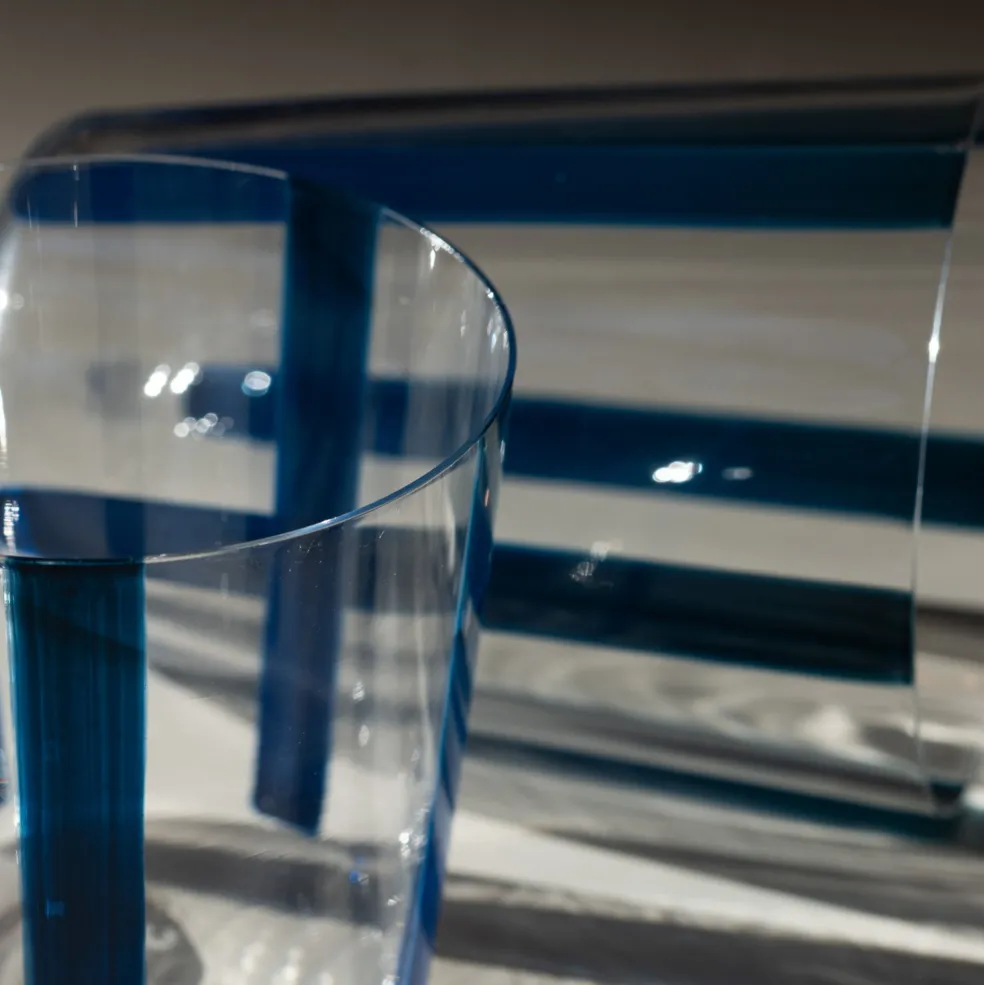 Clearance Nova Stripe Navy 500ml (Set of 4) Glassware | Get It In Time For Christmas