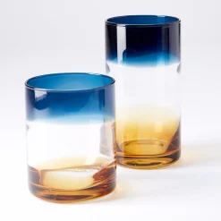 New Ombre High Ball Amber & Blue Glassware | Get It In Time For Christmas